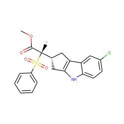 COC(=O)[C@](F)([C@H]1Cc2[nH]c3ccc(Cl)cc3c2C1)S(=O)(=O)c1ccccc1 ZINC000013983953