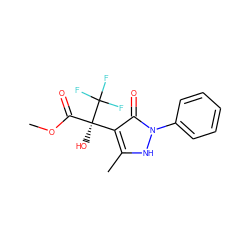 COC(=O)[C@](O)(c1c(C)[nH]n(-c2ccccc2)c1=O)C(F)(F)F ZINC000002504004