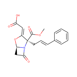 COC(=O)[C@]1(C/C=C/c2ccccc2)/C(=C/C(=O)O)O[C@@H]2CC(=O)N21 ZINC000205376924