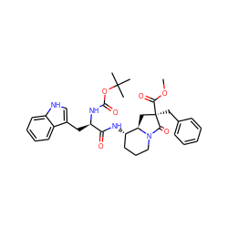 COC(=O)[C@]1(Cc2ccccc2)C[C@@H]2[C@@H](NC(=O)[C@@H](Cc3c[nH]c4ccccc34)NC(=O)OC(C)(C)C)CCCN2C1=O ZINC000027089504