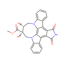 COC(=O)[C@]1(O)Cn2c3ccccc3c3c4c(c5c6ccccc6n(c5c32)C[C@H]1O)C(=O)NC4=O ZINC000043011572