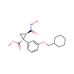 COC(=O)[C@]1(c2cccc(OCC3CCCCC3)c2)C[C@H]1C(=O)NO ZINC000029135130