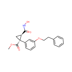 COC(=O)[C@]1(c2cccc(OCCc3ccccc3)c2)C[C@H]1C(=O)NO ZINC000029135308