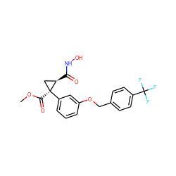 COC(=O)[C@]1(c2cccc(OCc3ccc(C(F)(F)F)cc3)c2)C[C@H]1C(=O)NO ZINC000029135381