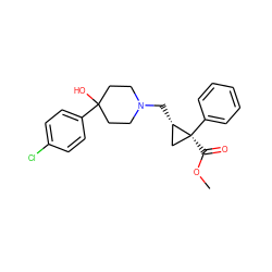 COC(=O)[C@]1(c2ccccc2)C[C@@H]1CN1CCC(O)(c2ccc(Cl)cc2)CC1 ZINC000035847876
