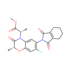 COC(=O)[C@H](C)N1C(=O)[C@@H](C)Oc2cc(F)c(N3C(=O)C4=C(CCCC4)C3=O)cc21 ZINC000045300736