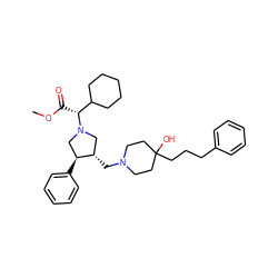 COC(=O)[C@H](C1CCCCC1)N1C[C@H](CN2CCC(O)(CCCc3ccccc3)CC2)[C@@H](c2ccccc2)C1 ZINC000026752661