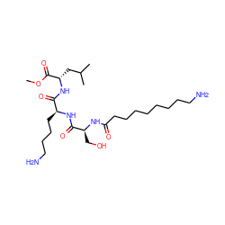 COC(=O)[C@H](CC(C)C)NC(=O)[C@H](CCCCN)NC(=O)[C@H](CO)NC(=O)CCCCCCCCN ZINC000013761912