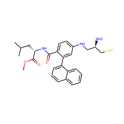 COC(=O)[C@H](CC(C)C)NC(=O)c1ccc(NC[C@@H](N)CS)cc1-c1cccc2ccccc12 ZINC000001488051