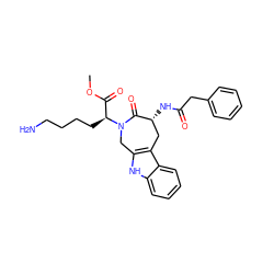 COC(=O)[C@H](CCCCN)N1Cc2[nH]c3ccccc3c2C[C@@H](NC(=O)Cc2ccccc2)C1=O ZINC000040425162