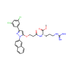 COC(=O)[C@H](CCCNC(=N)N)NC(=O)CCOc1cc(-c2cc(Cl)cc(Cl)c2)nn1-c1ccc2ccccc2c1 ZINC000028887255