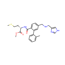 COC(=O)[C@H](CCSC)NC(=O)c1ccc(CNCc2c[nH]cn2)cc1-c1ccccc1C ZINC000003933043