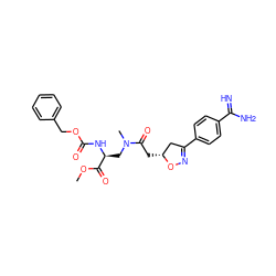 COC(=O)[C@H](CN(C)C(=O)C[C@@H]1CC(c2ccc(C(=N)N)cc2)=NO1)NC(=O)OCc1ccccc1 ZINC000013763396