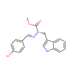 COC(=O)[C@H](Cc1c[nH]c2ccccc12)/N=C/c1ccc(O)cc1 ZINC000000009017