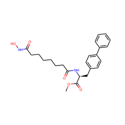 COC(=O)[C@H](Cc1ccc(-c2ccccc2)cc1)NC(=O)CCCCCCC(=O)NO ZINC000013475076