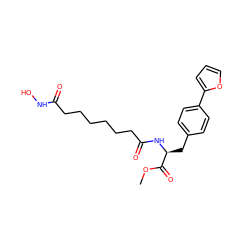 COC(=O)[C@H](Cc1ccc(-c2ccco2)cc1)NC(=O)CCCCCCC(=O)NO ZINC000029124074