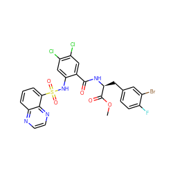 COC(=O)[C@H](Cc1ccc(F)c(Br)c1)NC(=O)c1cc(Cl)c(Cl)cc1NS(=O)(=O)c1cccc2nccnc12 ZINC000049678551