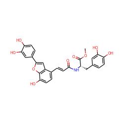 COC(=O)[C@H](Cc1ccc(O)c(O)c1)NC(=O)/C=C/c1ccc(O)c2oc(-c3ccc(O)c(O)c3)cc12 ZINC001772608019