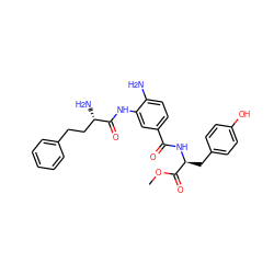 COC(=O)[C@H](Cc1ccc(O)cc1)NC(=O)c1ccc(N)c(NC(=O)[C@@H](N)CCc2ccccc2)c1 ZINC000096283135