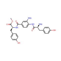 COC(=O)[C@H](Cc1ccc(O)cc1)NC(=O)c1ccc(NC(=O)[C@@H](N)Cc2ccc(O)cc2)c(N)c1 ZINC000299862139