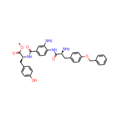 COC(=O)[C@H](Cc1ccc(O)cc1)NC(=O)c1ccc(NC(=O)[C@@H](N)Cc2ccc(OCc3ccccc3)cc2)c(N)c1 ZINC000299854758