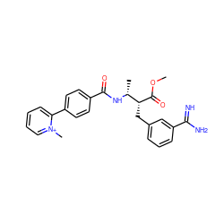COC(=O)[C@H](Cc1cccc(C(=N)N)c1)[C@@H](C)NC(=O)c1ccc(-c2cccc[n+]2C)cc1 ZINC000013443060