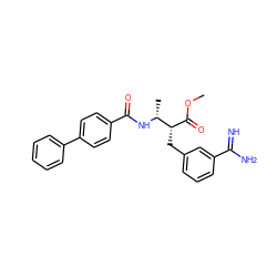 COC(=O)[C@H](Cc1cccc(C(=N)N)c1)[C@@H](C)NC(=O)c1ccc(-c2ccccc2)cc1 ZINC000013443022