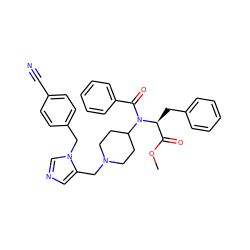 COC(=O)[C@H](Cc1ccccc1)N(C(=O)c1ccccc1)C1CCN(Cc2cncn2Cc2ccc(C#N)cc2)CC1 ZINC000028639228