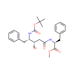 COC(=O)[C@H](Cc1ccccc1)NC(=O)C[C@H](O)[C@H](Cc1ccccc1)NC(=O)OC(C)(C)C ZINC000039183190