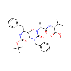 COC(=O)[C@H](NC(=O)[C@@H](C)NC(=O)N(Cc1ccccc1)C[C@@H](O)[C@@H](Cc1ccccc1)NC(=O)OC(C)(C)C)C(C)C ZINC000028634920