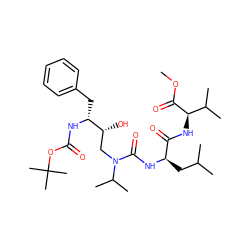 COC(=O)[C@H](NC(=O)[C@@H](CC(C)C)NC(=O)N(C[C@@H](O)[C@@H](Cc1ccccc1)NC(=O)OC(C)(C)C)C(C)C)C(C)C ZINC000028635165