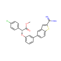 COC(=O)[C@H](Oc1cccc(-c2ccc3sc(C(=N)N)cc3c2)c1)c1ccc(Cl)cc1 ZINC000045391976