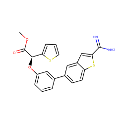 COC(=O)[C@H](Oc1cccc(-c2ccc3sc(C(=N)N)cc3c2)c1)c1cccs1 ZINC000045355691