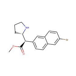 COC(=O)[C@H](c1ccc2cc(Br)ccc2c1)[C@@H]1CCCN1 ZINC000029481935