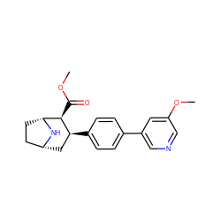 COC(=O)[C@H]1[C@@H](c2ccc(-c3cncc(OC)c3)cc2)C[C@@H]2CC[C@H]1N2 ZINC000028566205