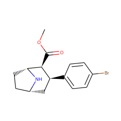 COC(=O)[C@H]1[C@@H](c2ccc(Br)cc2)C[C@@H]2CC[C@H]1N2 ZINC000028383086