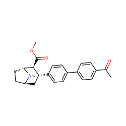 COC(=O)[C@H]1[C@H](c2ccc(-c3ccc(C(C)=O)cc3)cc2)C[C@H]2CC[C@H]1N2C ZINC000253634203