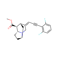 COC(=O)[C@H]1[C@H]2C[C@H]3CC[C@H]1N3C/C2=C\C#Cc1c(F)cccc1F ZINC000253638498