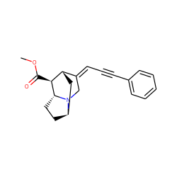 COC(=O)[C@H]1[C@H]2C[C@H]3CC[C@H]1N3C/C2=C\C#Cc1ccccc1 ZINC000253637781