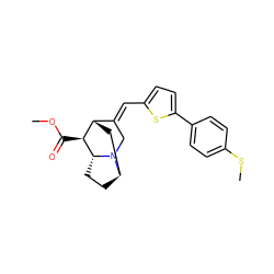 COC(=O)[C@H]1[C@H]2C[C@H]3CC[C@H]1N3C/C2=C\c1ccc(-c2ccc(SC)cc2)s1 ZINC000253685212