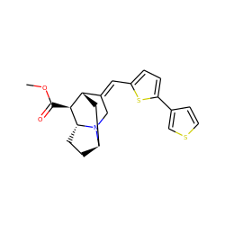 COC(=O)[C@H]1[C@H]2C[C@H]3CC[C@H]1N3C/C2=C\c1ccc(-c2ccsc2)s1 ZINC000253637652