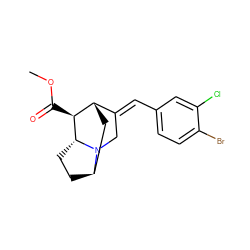 COC(=O)[C@H]1[C@H]2C[C@H]3CC[C@H]1N3C/C2=C\c1ccc(Br)c(Cl)c1 ZINC000253850736