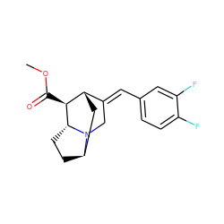 COC(=O)[C@H]1[C@H]2C[C@H]3CC[C@H]1N3C/C2=C\c1ccc(F)c(F)c1 ZINC000253634743