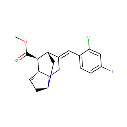 COC(=O)[C@H]1[C@H]2C[C@H]3CC[C@H]1N3C/C2=C\c1ccc(I)cc1Cl ZINC000253688766