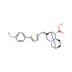 COC(=O)[C@H]1[C@H]2CC[C@H]3CC[C@H]1N(C/C2=C\c1ccc(-c2ccc(OC)cc2)s1)C3 ZINC000253701926