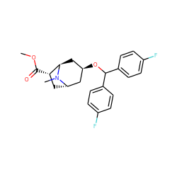 COC(=O)[C@H]1C[C@H]2C[C@H](OC(c3ccc(F)cc3)c3ccc(F)cc3)C[C@H]1N2C ZINC000101090679