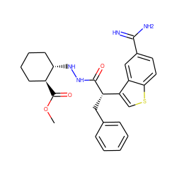 COC(=O)[C@H]1CCCC[C@@H]1NNC(=O)[C@@H](Cc1ccccc1)c1csc2ccc(C(=N)N)cc12 ZINC000028136142