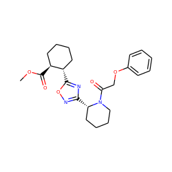 COC(=O)[C@H]1CCCC[C@@H]1c1nc([C@H]2CCCCN2C(=O)COc2ccccc2)no1 ZINC000299859105