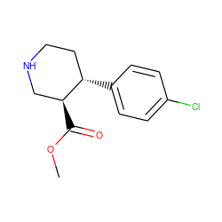 COC(=O)[C@H]1CNCC[C@@H]1c1ccc(Cl)cc1 ZINC000013475000