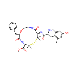 COC(=O)[C@H]1NC(=O)[C@@H](Cc2ccccc2)OCCNC(=O)[C@@H](NC(=O)[C@@H](N)Cc2c(C)cc(O)cc2C)C(C)(C)SSC1(C)C ZINC000026739779